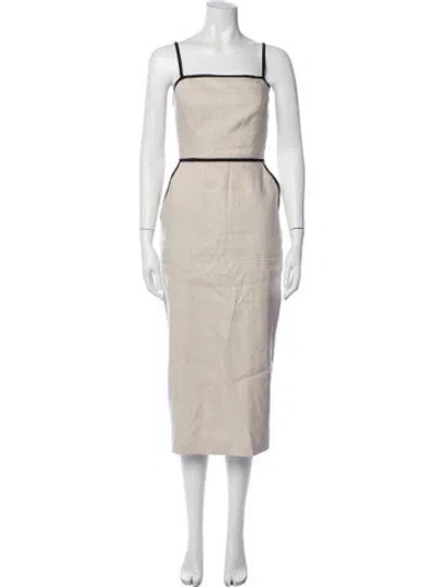 Pre-owned Milly Square Neckline Knee-length Dress In Neutrals