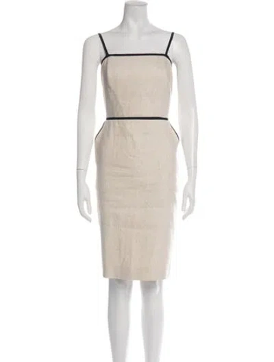 Pre-owned Milly Square Neckline Knee-length Dress In Neutrals