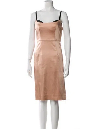 Pre-owned Milly Square Neckline Knee-length Dress In Pink