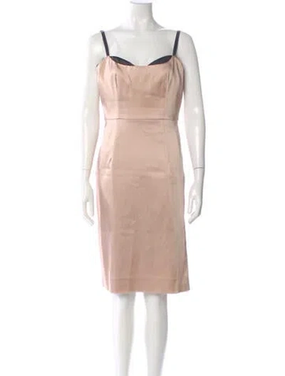 Pre-owned Milly Square Neckline Knee-length Dress In Pink