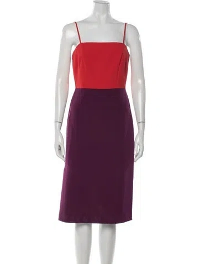 Pre-owned Milly Square Neckline Knee-length Dress In Purple