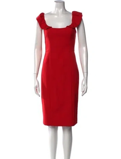 Pre-owned Milly Square Neckline Knee-length Dress In Red