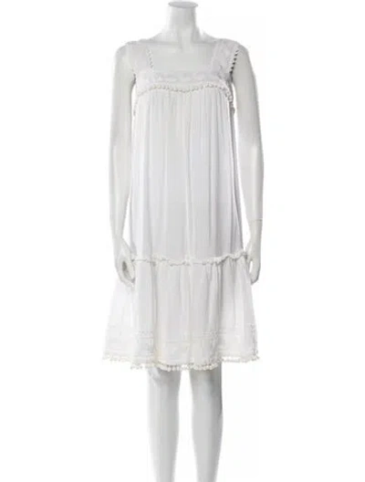Pre-owned Milly Square Neckline Knee-length Dress In White