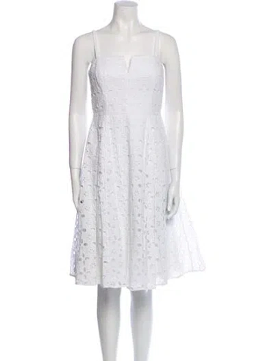 Pre-owned Milly Square Neckline Knee-length Dress In White