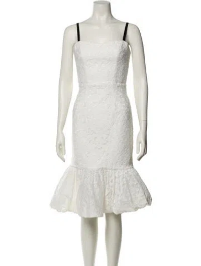 Pre-owned Milly Square Neckline Knee-length Dress In White