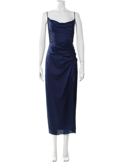 Pre-owned Milly Square Neckline Long Dress In Blue