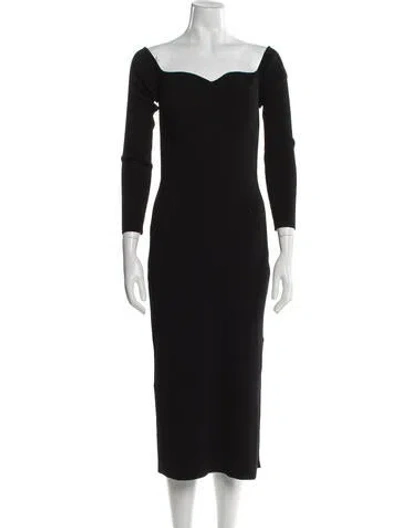 Pre-owned Milly Square Neckline Midi Length Dress In Black