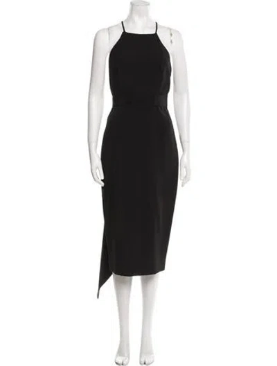 Pre-owned Milly Square Neckline Midi Length Dress In Black