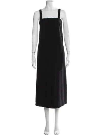 Pre-owned Milly Square Neckline Midi Length Dress In Black
