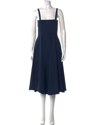 Pre-owned Milly Square Neckline Midi Length Dress In Blue