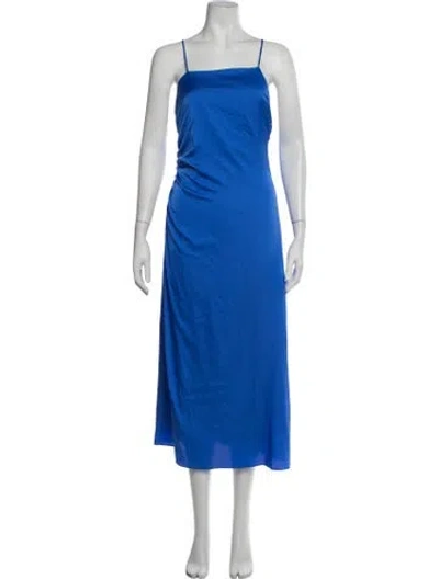 Pre-owned Milly Square Neckline Midi Length Dress In Blue