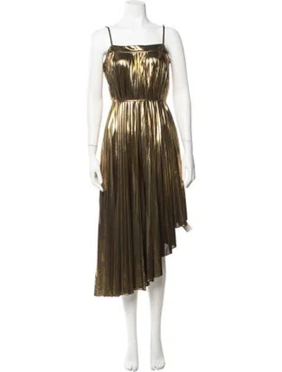 Pre-owned Milly Square Neckline Midi Length Dress In Gold/metallic
