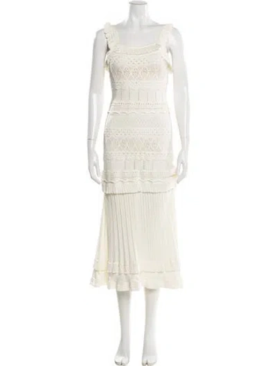 Pre-owned Milly Square Neckline Midi Length Dress In Neutral