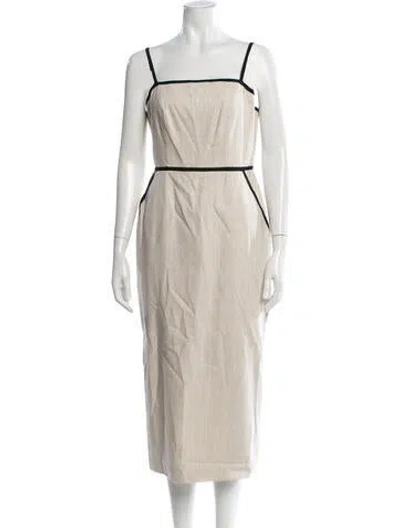 Pre-owned Milly Square Neckline Midi Length Dress In Neutral