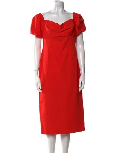 Pre-owned Milly Square Neckline Midi Length Dress In Orange
