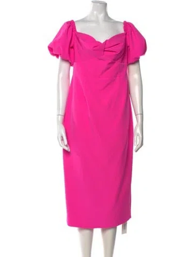 Pre-owned Milly Square Neckline Midi Length Dress In Pink