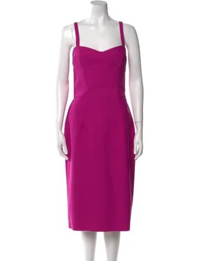 Pre-owned Milly Square Neckline Midi Length Dress In Purple