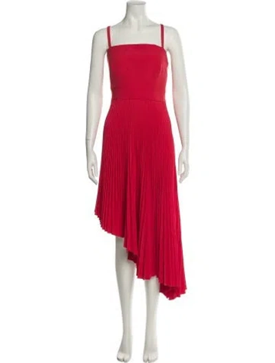 Pre-owned Milly Square Neckline Midi Length Dress In Red