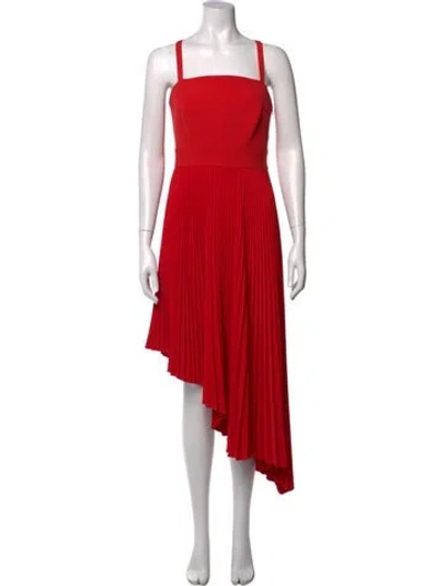 Pre-owned Milly Square Neckline Midi Length Dress In Red