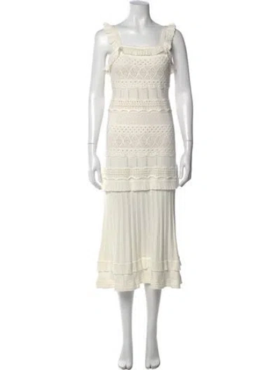 Pre-owned Milly Square Neckline Midi Length Dress W/ Tags In Neutral