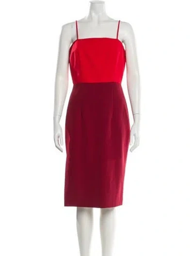 Pre-owned Milly Square Neckline Midi Length Dress W/ Tags In Red