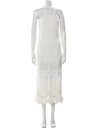 Pre-owned Milly Square Neckline Midi Length Dress W/ Tags In White