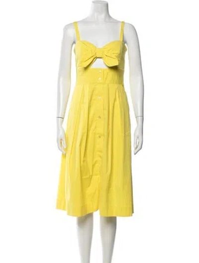 Pre-owned Milly Square Neckline Midi Length Dress In Yellow