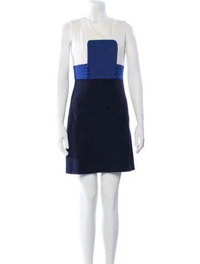Pre-owned Milly Square Neckline Mini Dress In Blue