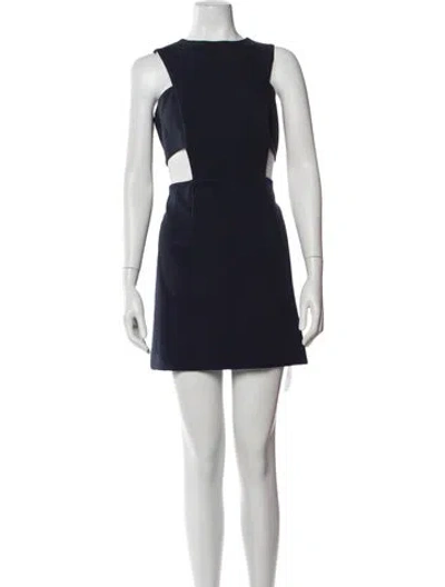 Pre-owned Milly Square Neckline Mini Dress In Blue