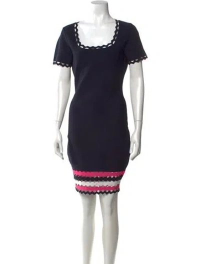 Pre-owned Milly Square Neckline Mini Dress In Blue/pink