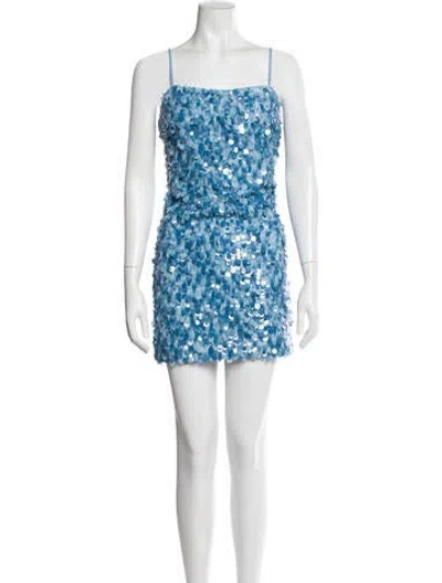 Pre-owned Milly Square Neckline Mini Dress In Multi