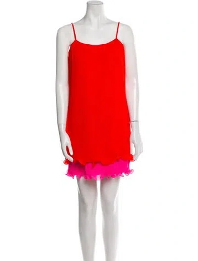 Pre-owned Milly Square Neckline Mini Dress In Red