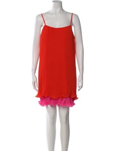 Pre-owned Milly Square Neckline Mini Dress In Red