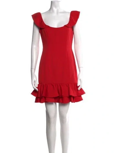 Pre-owned Milly Square Neckline Mini Dress In Red