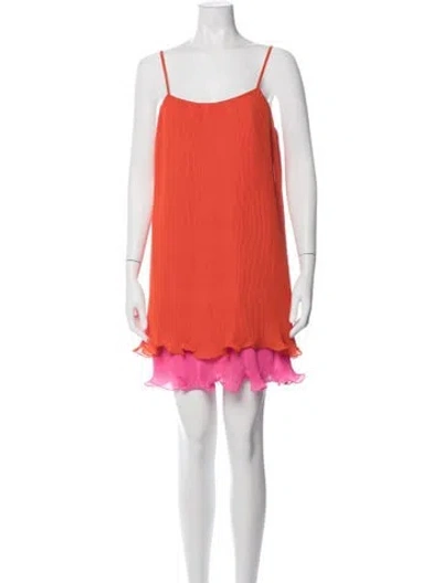 Pre-owned Milly Square Neckline Mini Dress In Red