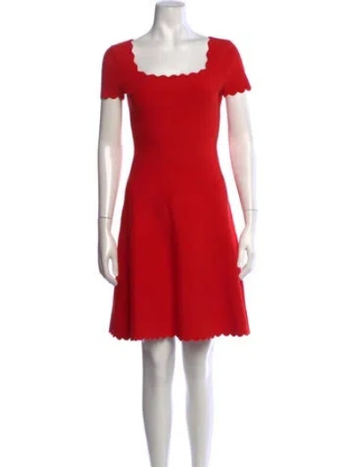 Pre-owned Milly Square Neckline Mini Dress In Red