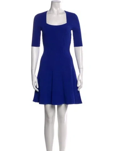 Pre-owned Milly Square Neckline Mini Dress W/ Tags In Blue