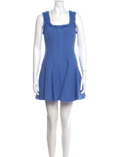 Pre-owned Milly Square Neckline Mini Dress W/ Tags In Blue