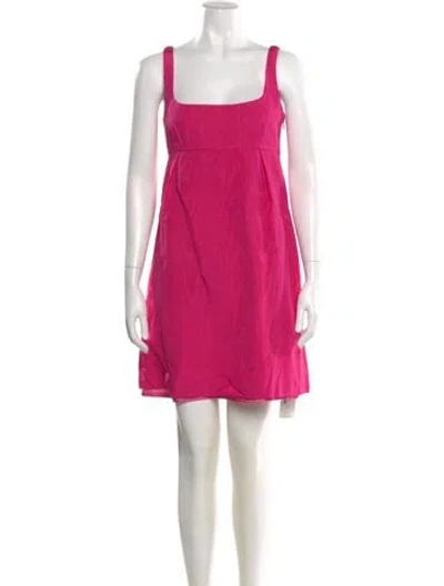 Pre-owned Milly Square Neckline Mini Dress W/ Tags In Pink