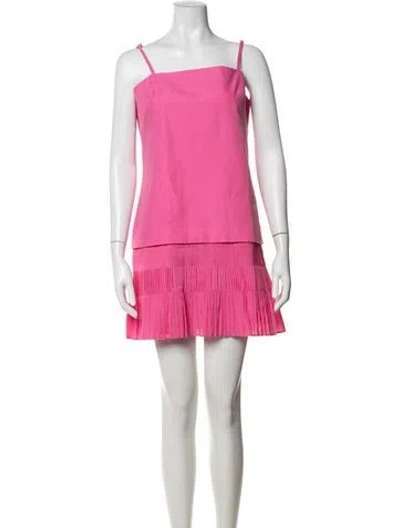 Pre-owned Milly Square Neckline Mini Dress W/ Tags In Pink