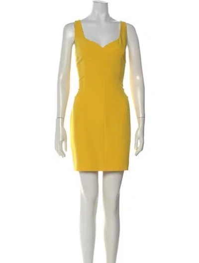 Pre-owned Milly Square Neckline Mini Dress In Yellow