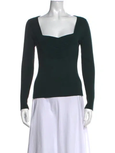 Pre-owned Milly Square Neckline Sweater In Green