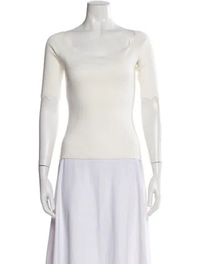 Pre-owned Milly Square Neckline Sweater W/ Tags In White