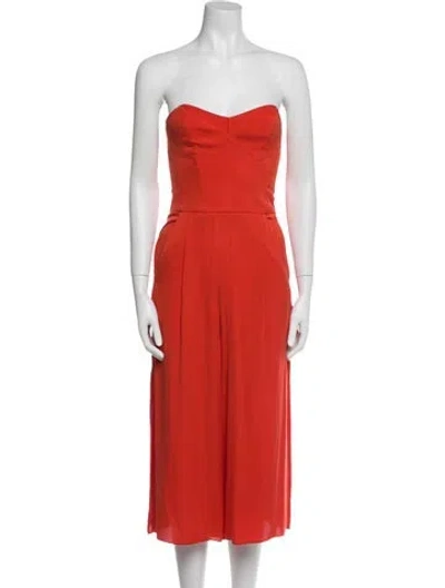 Pre-owned Milly Strapless Jumpsuit In Orange