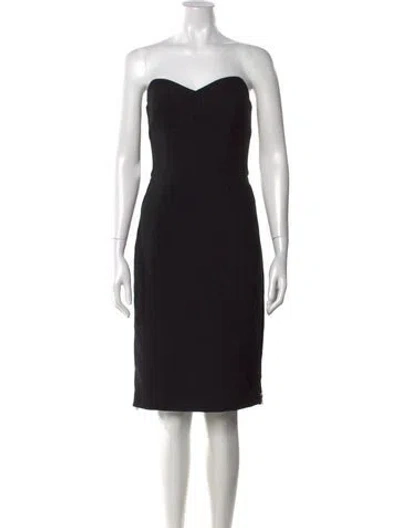 Pre-owned Milly Strapless Knee-length Dress In Black
