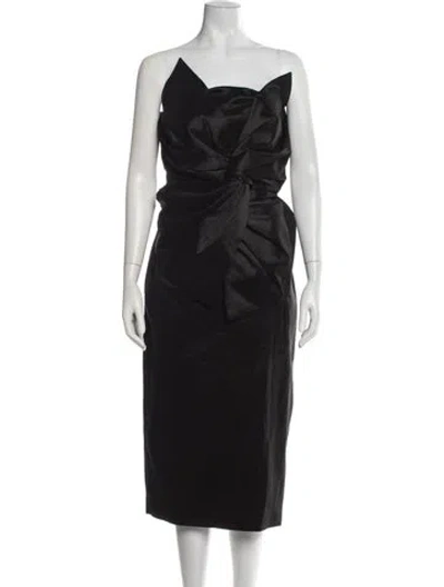 Pre-owned Milly Strapless Knee-length Dress In Black
