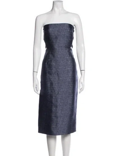 Pre-owned Milly Strapless Knee-length Dress In Blue