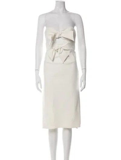 Pre-owned Milly Strapless Knee-length Dress In Neutral