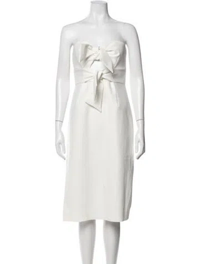 Pre-owned Milly Strapless Knee-length Dress In Neutrals