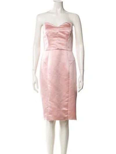 Pre-owned Milly Strapless Knee-length Dress In Pink